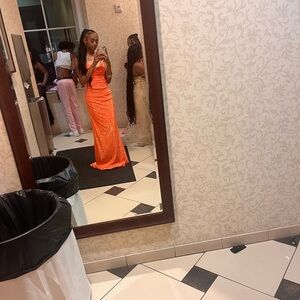 Elegant Orange Sequin Gown
